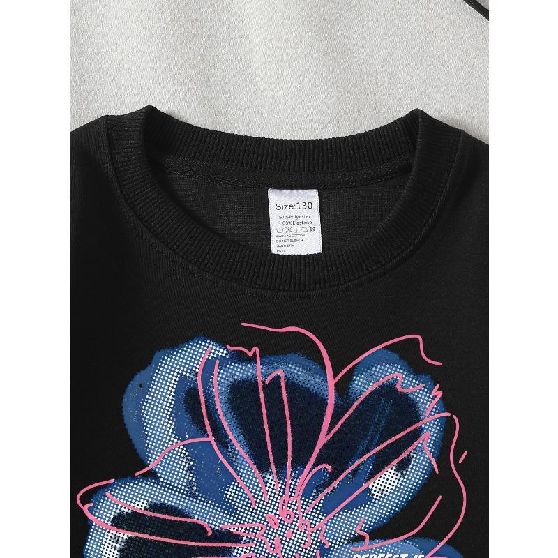 Kids Sweatshirt,Crew Neck Fashion Top, Fun "Perfect Is Boring Flower" Patterned Sweatshirt, for Everyday Casual Wear, for All Kinds of Daily Outfits