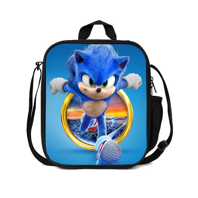Sonic Lunch Bag Student Picnic Bag Oxford Cloth Cartoon Printed Portable Lunch Box Bag
