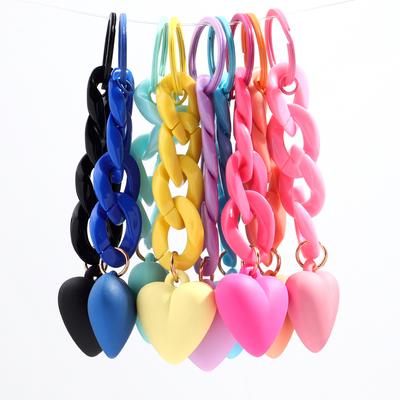 Handmade Heart Keychain Acrylic Plastic Link Chain Key Ring For Women Girls Handbag Pendant Accessorie Car Keys Jewelry Gifts