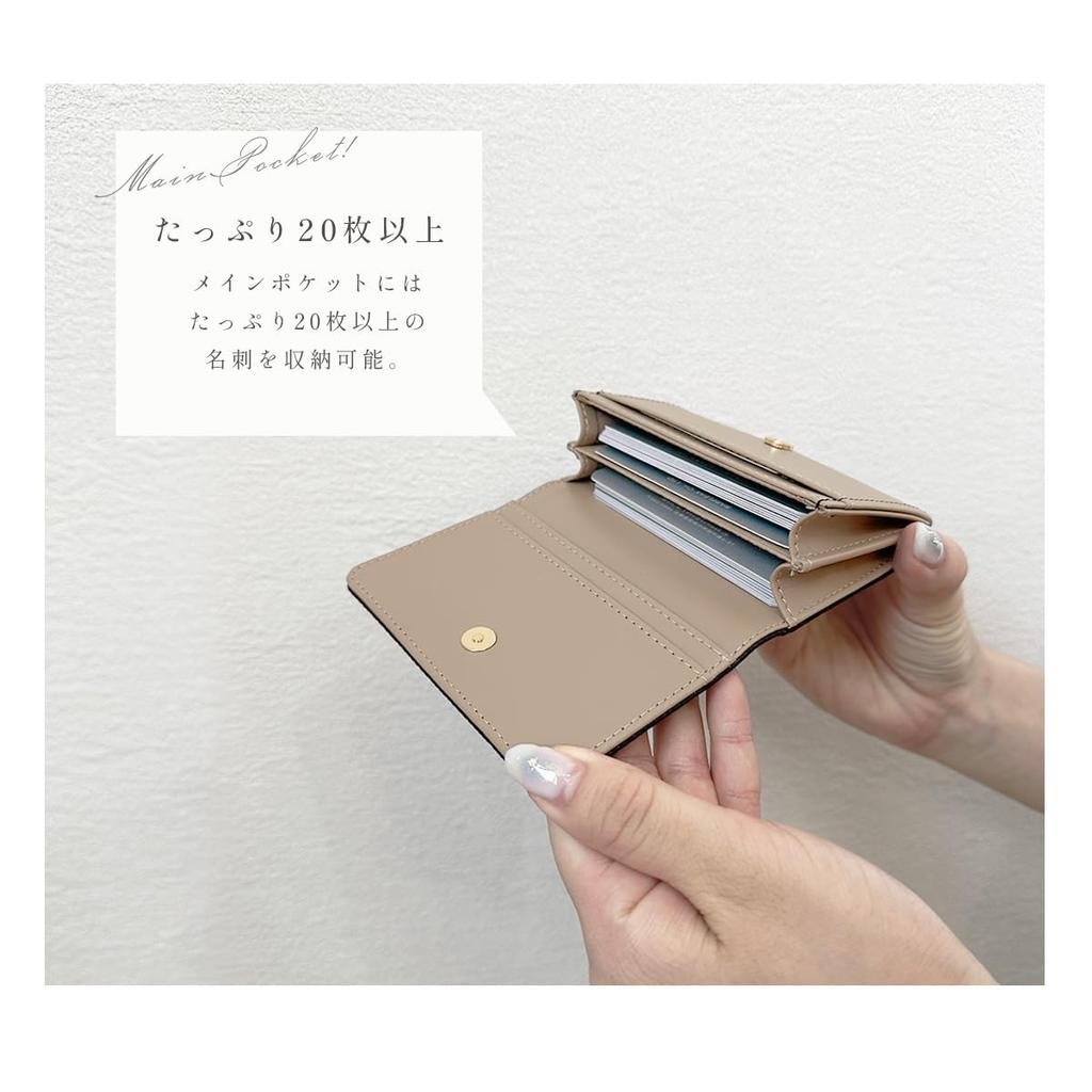 Gisele Business Card Holder, Large Capacity (20+ Cards), Two-Tone Card Case with Pockets, for Men and Women (Greige x Mustard)