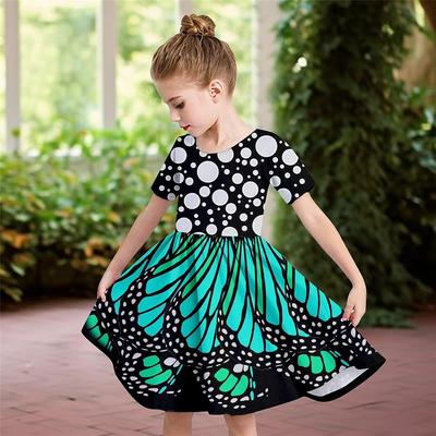 Girls 3D Print Dresses Kids Girl Party Sleeveless Princess Dress Tank 3D Patterned Butterfly Wings Print Dress