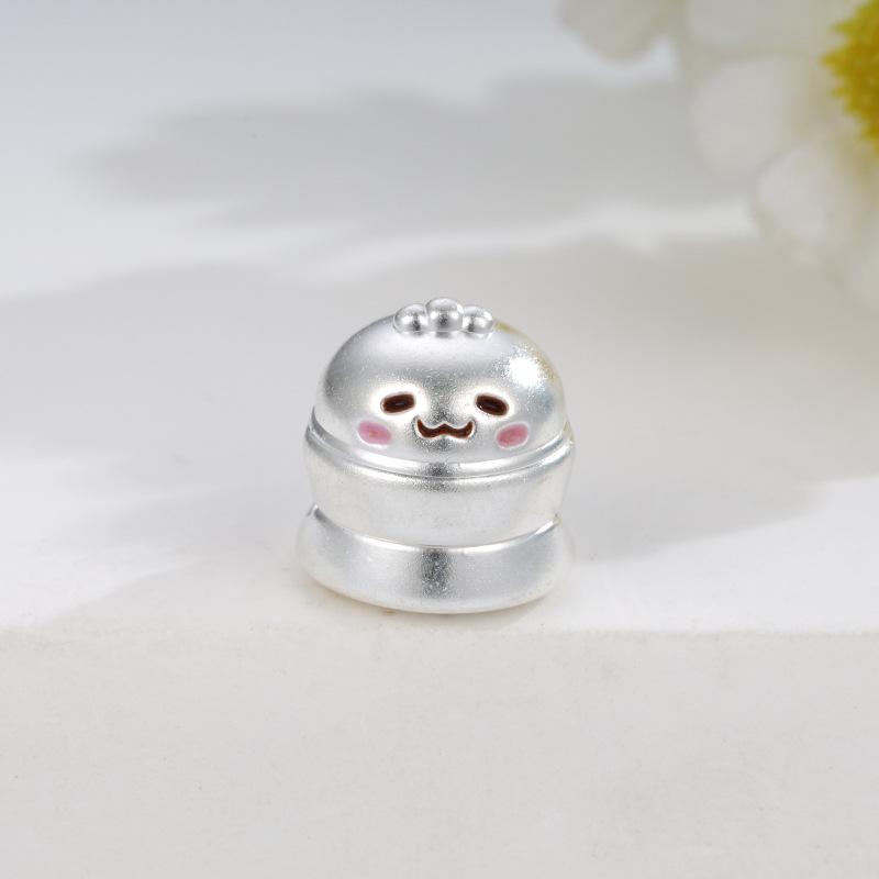 Pure Sterling Silver 999 Baozi Beads: Hand-woven Rope Jewelry Accessory