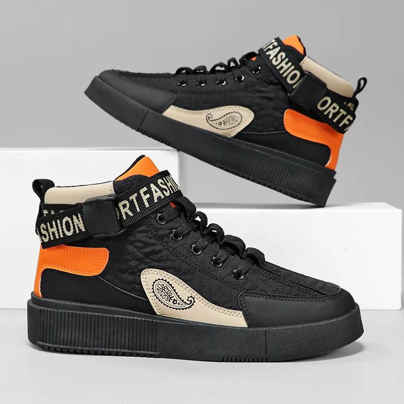 Mode für Männer Casual Sneakers Schuhe Herbst Herren Vulkanisierte Schuhe High Tops Persönlichkeit Beliebtes Modell Neue Mode Strapazierfähige Persönlichkeit