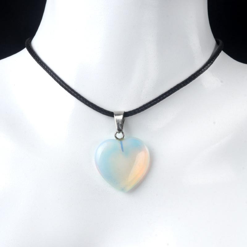 1 Stück Naturstein Herzform Anhänger Kristall Amethyste Heilkristall Halskette Damen Charme Herren Schmuck