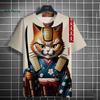 Fashion Men's T-Shirt 3D Cartoon Cat Print Short Sleeve T-Shirt Fun Harajuku Tops Summer Men's Oversized Street Casual Clothing