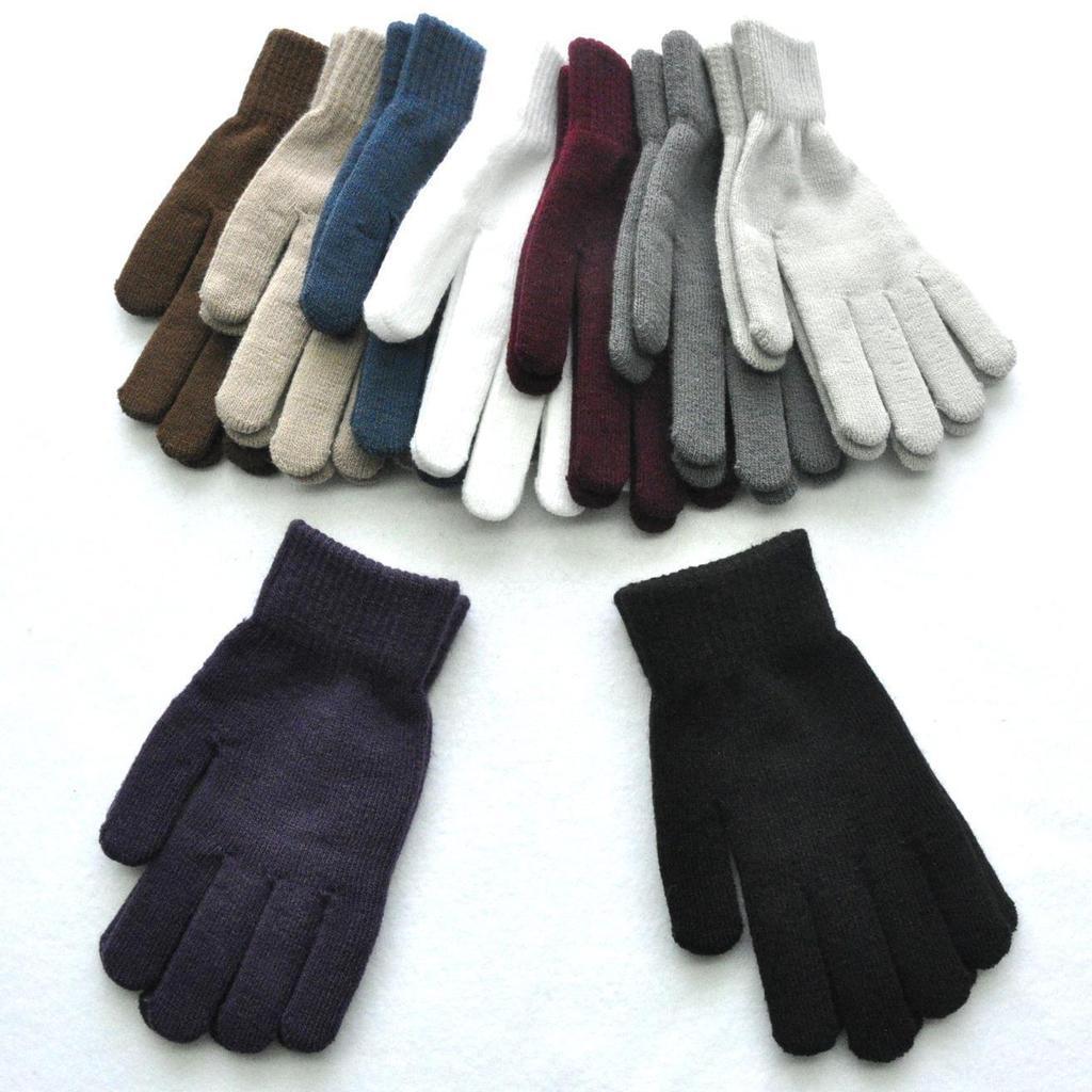 Thick Plush Knitted Wool Gloves for Men & Women - Winter Warm Solid Color Cycling Gloves