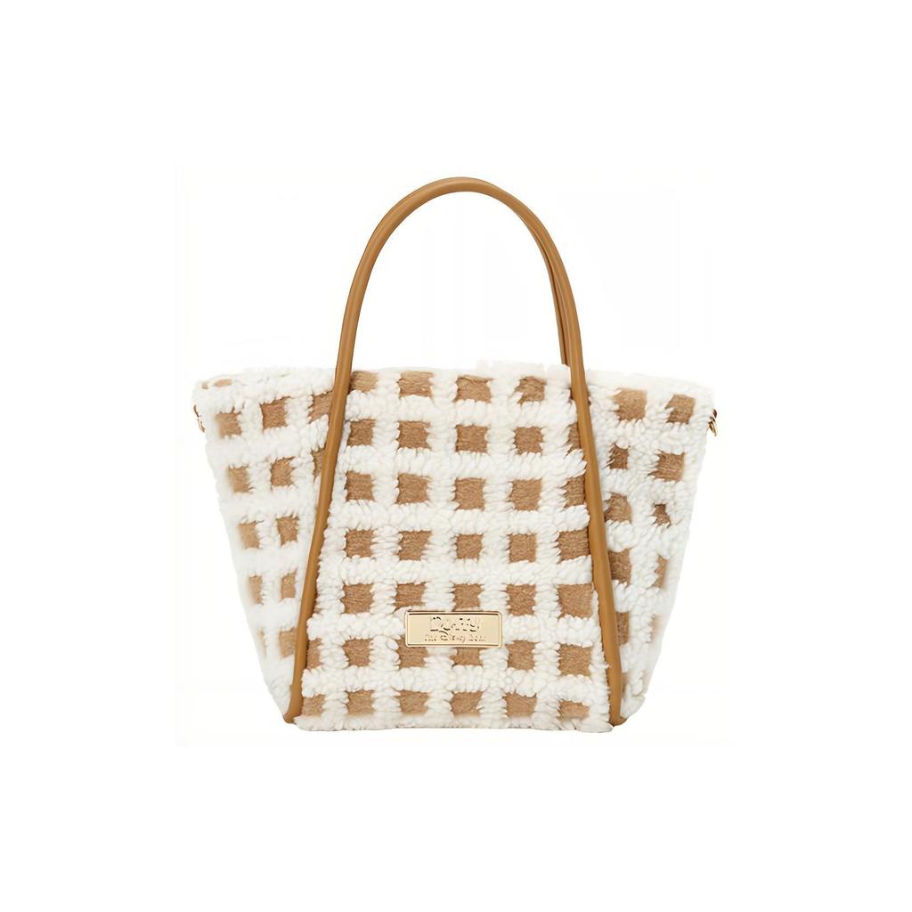 New Disney Polyurethane Shangdi, Plush Tote Shoulder Bag, Crossbody Bag, Handbag Regular Women's Khaki & White 400060362337