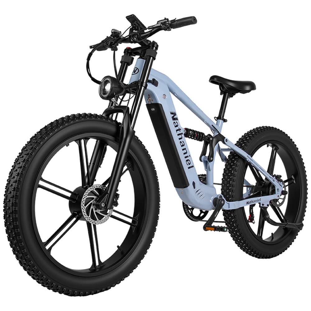 Electric Bicycle Nathaniel SYR09 26" Fat Tire 1000Wx2 Peak Motor Fully Suspended Adult Electric Bike 48V 20Ah Dual Hydraulic Brake 7 Speed