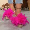 Fashion Women Sandals Fashion Beach Plus Size Sandals Outdoor High Heels Slippers Furry Wedge Platform Women Shoes Sandalias De Mujer