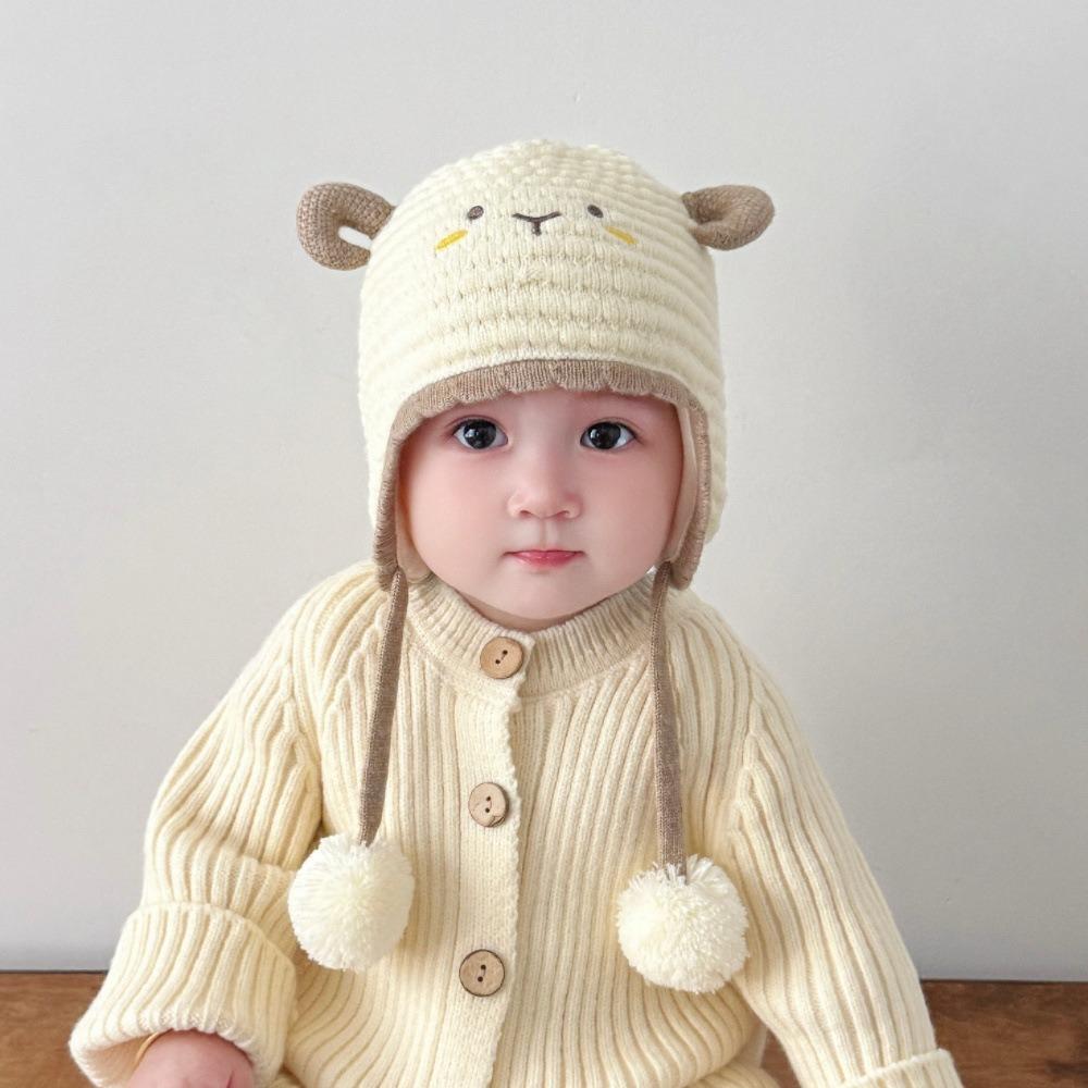 Thick Knit Baby Beanie Lamb Design Earflap Cap Comfort Toddler Hat  Outdoor