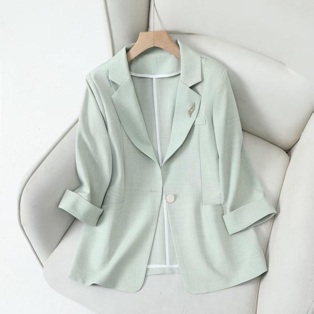 Women's Summer Seven-Sleeve Casual Blazer 2025 - Popular One-Button Jacket