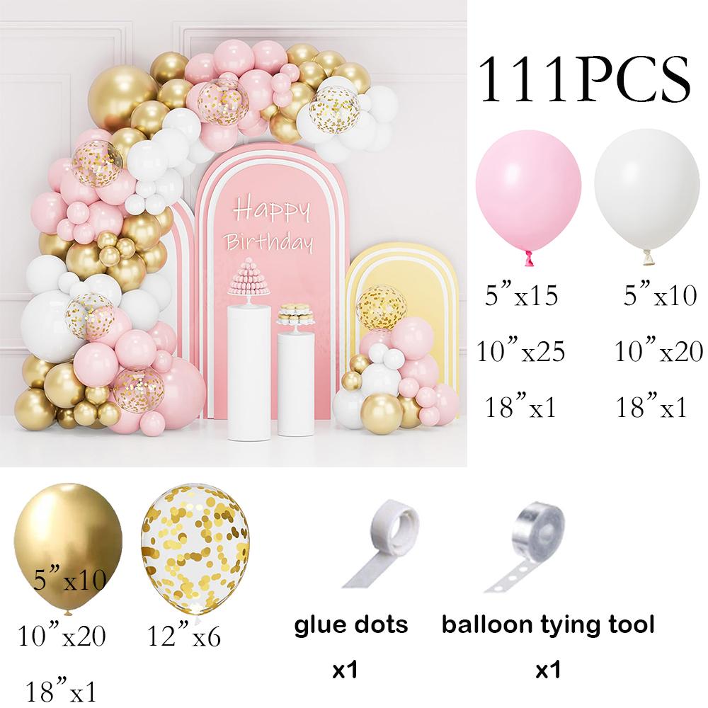 

Pastel Pink White Balloons Garland Metal Gold Confetti Balloon Arch Kit Wedding Anniversary Bridal Shower Baby Shower Decoration AS Picture