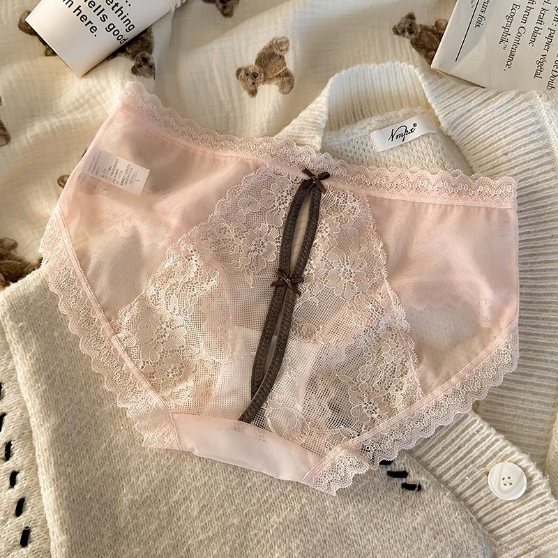 Женские сексуальные леопардовые легкие роскошные дышащие кружевные трусики с вырезом на бедрах и бантом M розовый