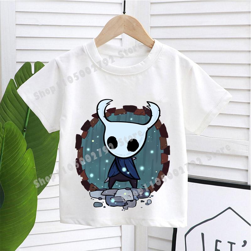 T-shirt Hollow Knight per Bambini Estate Bambini Gioco Cotone Manica Corta Top Ragazzi Anime Moda Magliette Carine Ragazze Abbigliamento Casual Regali