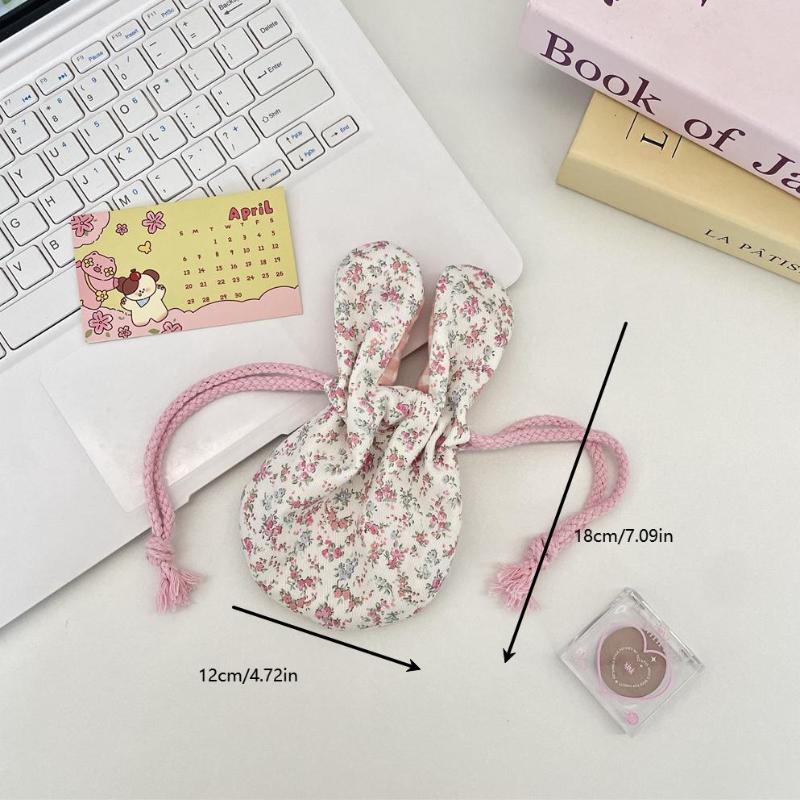 Niedlicher Häschenohren Blumenstrauß Kordelzug Aufbewahrungstasche Outdoor Tragbar Kosmetik Lippenstift Handtasche Für Outdoor Reise Aufbewahrungstasche