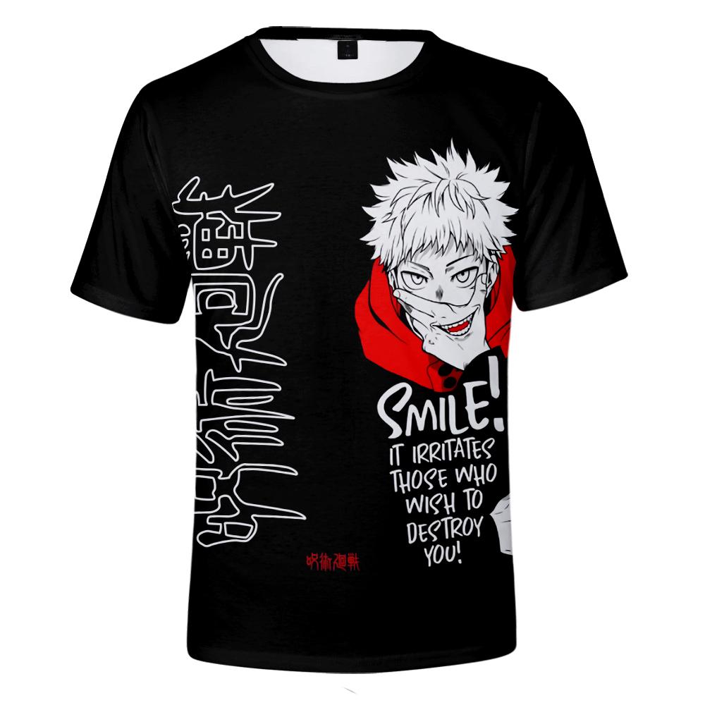 T-shirt Jujutsu Kaisen da Donna e Uomo Anime Stampate Girocollo Oversize Manica Corta Moda Abbigliamento Uomo Streetwear