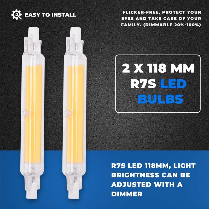 A84E-R7S LED 118Mm Dimmable Lamps Kit 20 W R7S LED Bulbs Replacement Kit For 200 W Halogen Bulbs, Warm White Pack Of 2