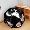 1 PC Automatic Folding Umbrella - Black and White Cat with Moon Pattern, Portable & Foldable Design with 8 Ribs, Christmas Birthday Gifts