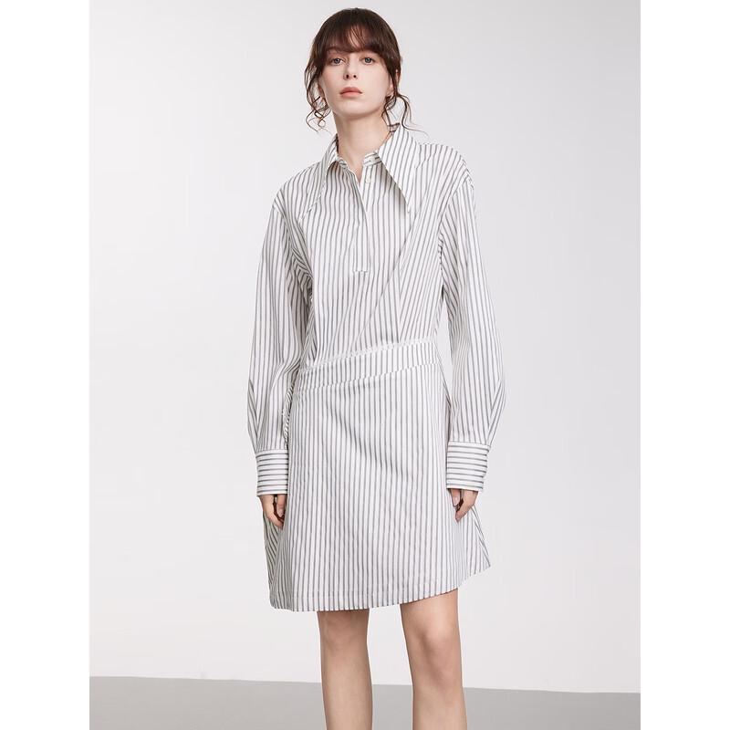 ELLE Asymmetrical Stripe Shirt Dress M