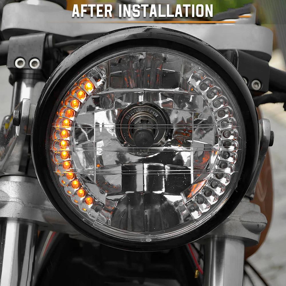 Universal 7 Inch Motorcycle Headlight H4 35W LED Head Lamp 9 Wires Turn Signal Light 12V H4 HeadLamp For Harley Bikes Curisers