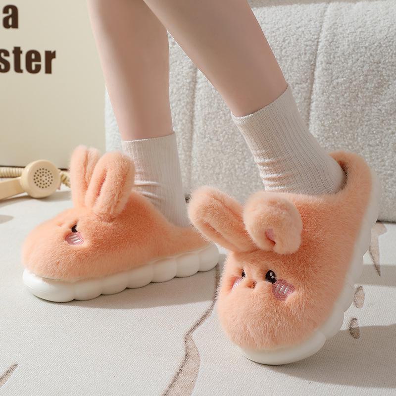 Women's Winter Non-Slip Plush Rabbit Slippers - Soft Thick-Soled Home Comfort