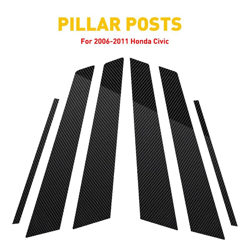 

6 шт. Накладки на центральную стойку BC стойки двери и окна с зеркальным эффектом для седана Honda Civic 2006-2011