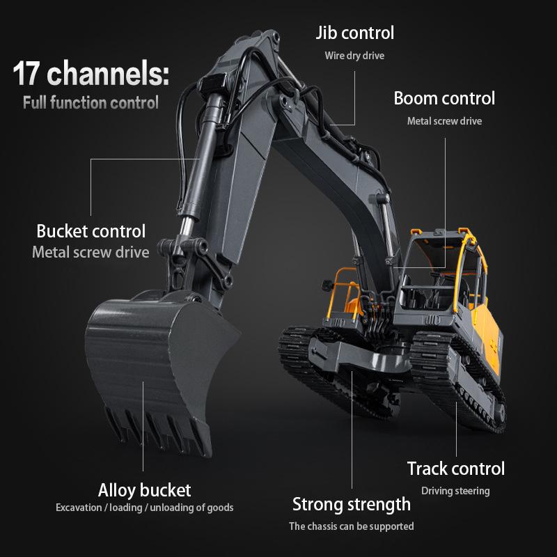 Double E E598 EC160E 1:16 17CH RC Excavator Car Model three-in-one Dual-mode crawler remote control Truck Digger Toys boys