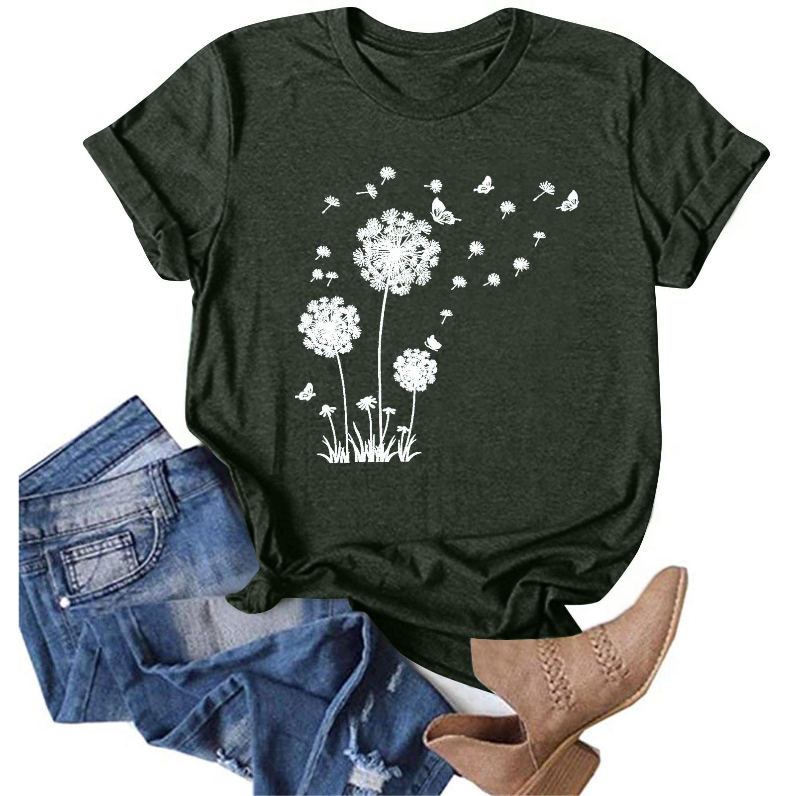 

Women s Fashion Casual Printed Round Neck Pullover Short Sleeve T-Shirt Top L