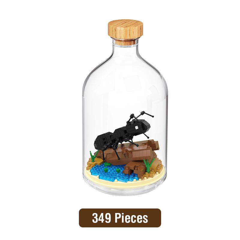 Non-Toxic New Product Simulation Animal Series Creative Children'S Toys Bottled Building Blocks Flamingo Seahorse Educational Gift Model