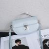 Minimalist Genuine Leather Crossbody Bag Small Square Shell Shape With Lock Daily Urban Wear