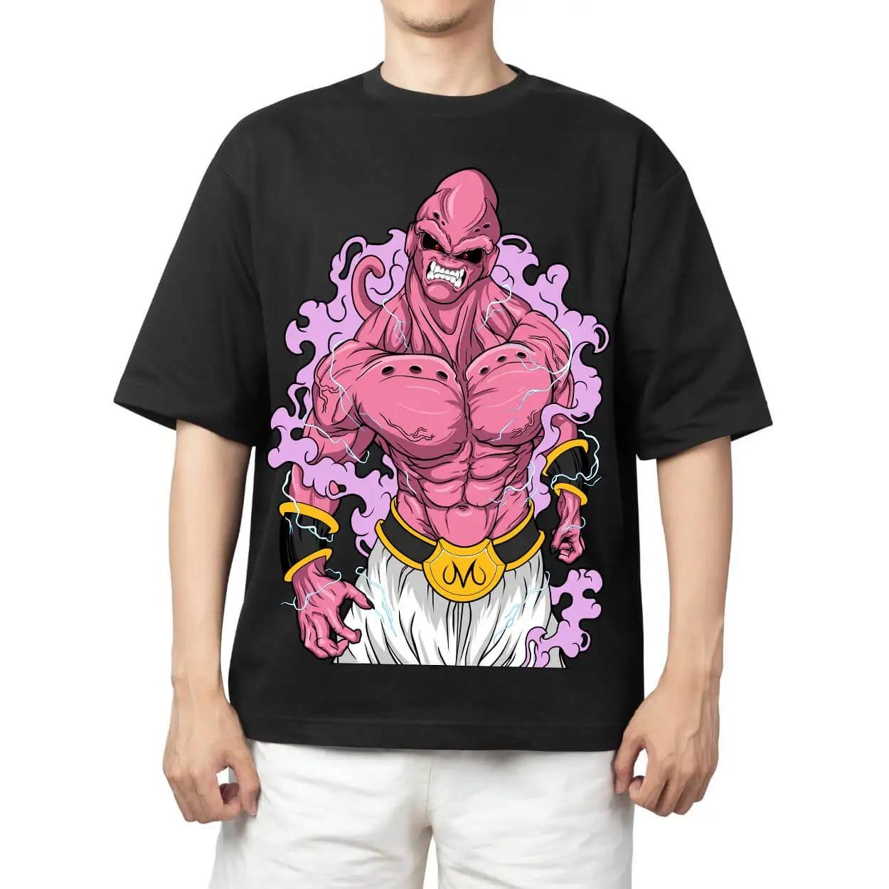 Dragon Ball Z Majin Buu (Super Buu) Anime Black T-Shirt Comfortable Fashion Vintage Double-Sided Band Graphic Print Women And Men T-shirts 4XL