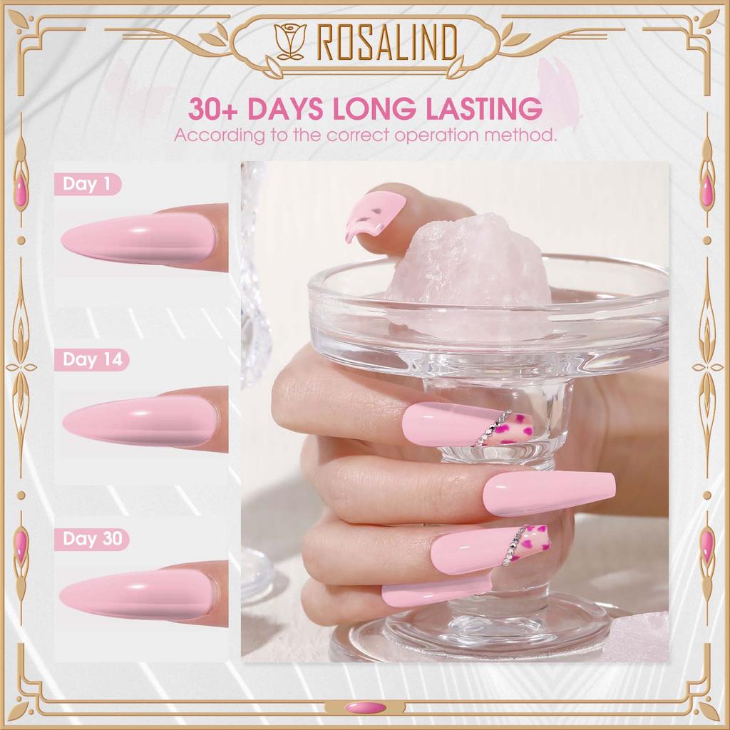 Rosalind Gel Nail Polish Set 6PCS Mini 6ml Pure Color Gel Base Bonding and Top UV Light Nail Art Nailplies.