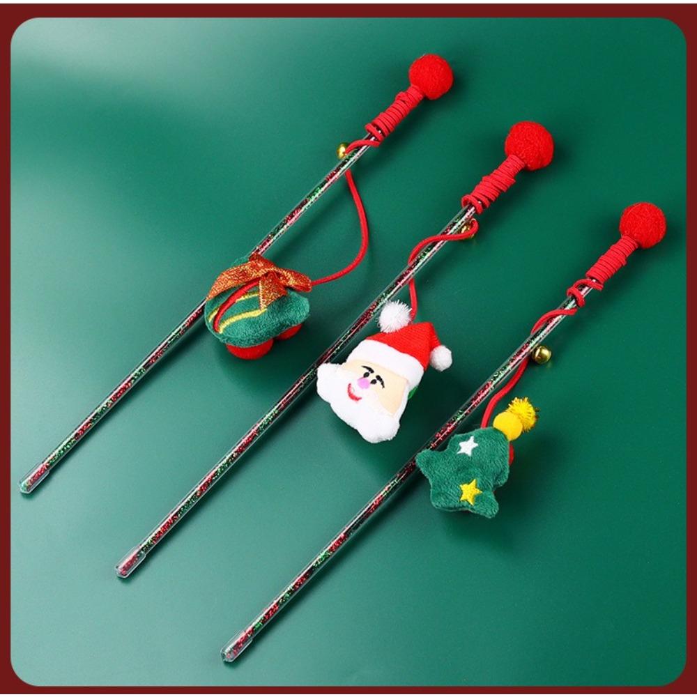 Cat Toys Cats Teasing Sticks Christmas Cute Cat Stick Santa Claus Elk Pet Toys Enjoy Yourself Soothing Cat Supplies Christmas