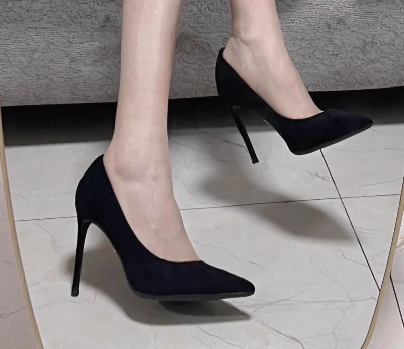 Women Shoes 2025 New Women Pumps Suede High Heels Shoes Fashion Office Shoes Stiletto Party Female Comfort Women Heels