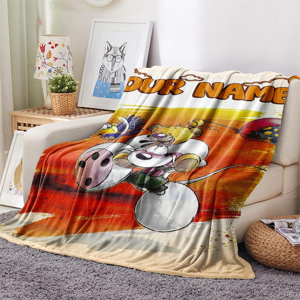 1PC Custom Name Diddl Patterned Flannel Blanket Suitable For All Seasons for Home Decor Warmth and Comfort Gifts Holiday Present