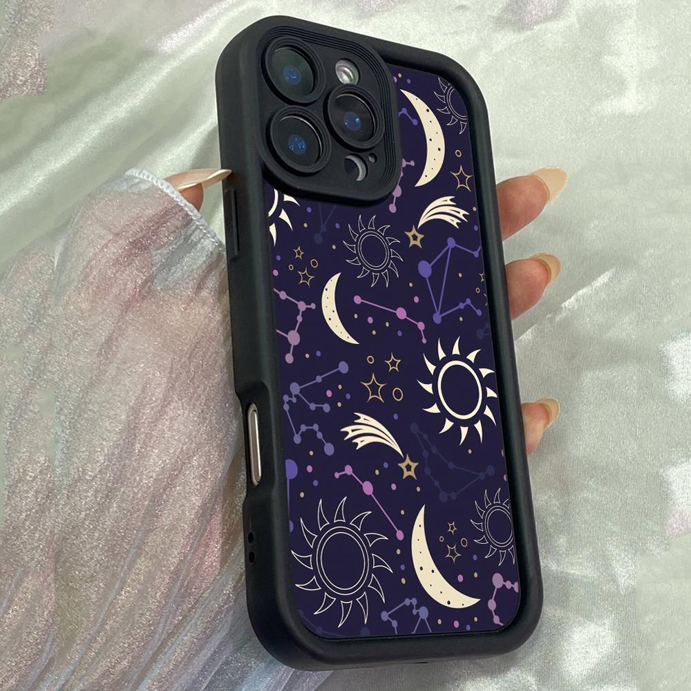 JT515 Stars sun and moon for iPhone 17 16 15 14 13 12 11 Pro Max Samsung S26 S25 Ultra A17 A07 A56 A16 A15 A14 A13 Xiaomi 15T Redmi 15c 14C Soft Case