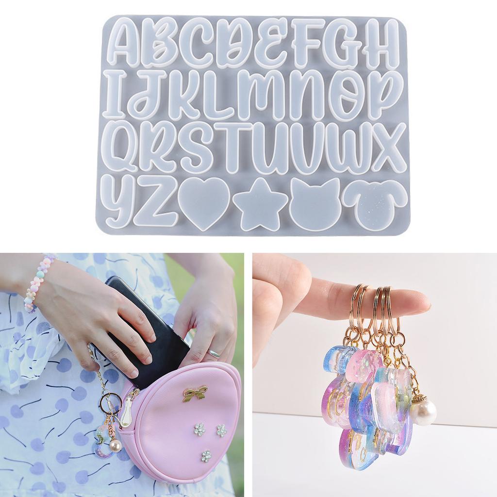 Mini Letter Silicone Mold for DIY Keychain Jewelry Making Super Glossy Epoxy Mould Handmade Resin Keychain Mold