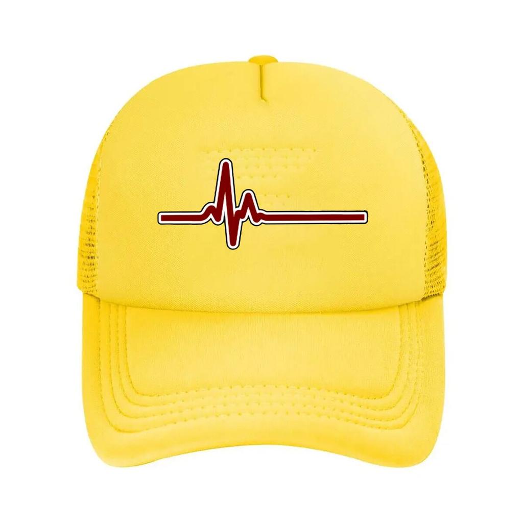 Red Heartbeat Art Graphic Mesh Baseball Cap Casual Hat Outdoor For Womens Unisex FeUnisex