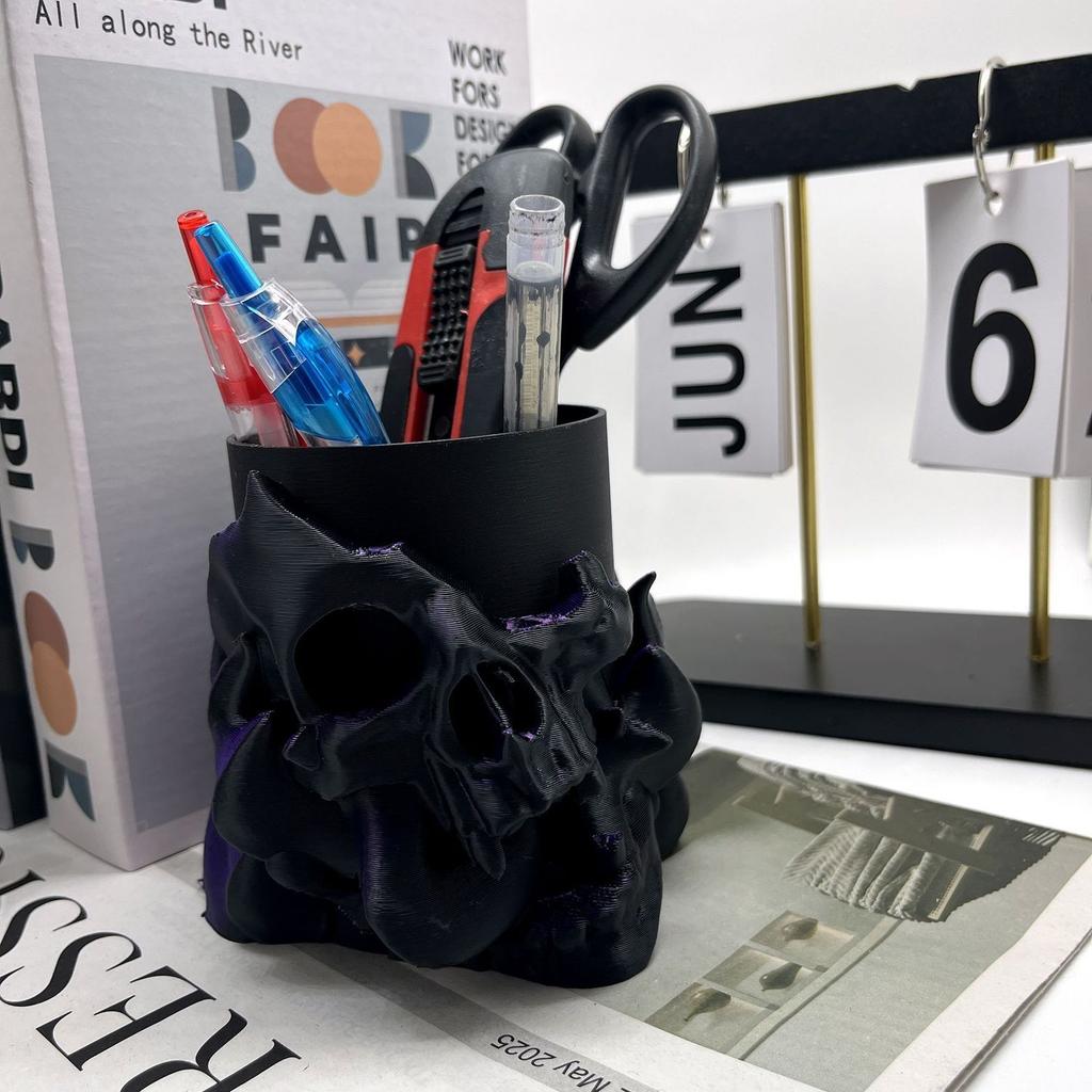 Creative Corrosion Skull Shaped Storage Jar Home Office Desktop Storage Ornaments 3D Printing Horror Storage Decoration Ornament