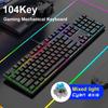 104 Key RGB Backlit Mechanical Keyboard Wired Gaming Keyboard Esports Keyboard Ergonomic Design Keyboard for Laptop Desktop PC