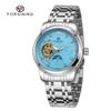 Forsining Men'S Tourbillon Automatic Mechanical Watch Hand Luminous Moon Phase Steel Belt Watch