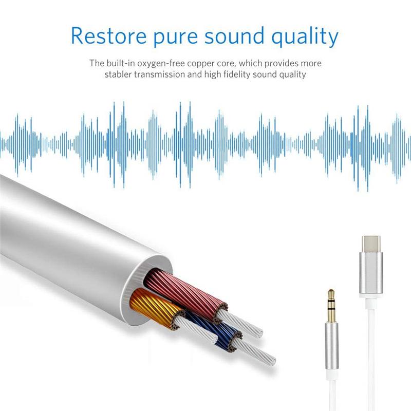 Type-C To 3.5mm Audio Cable Car Headphone Speaker Type C Converter Jack Aux Cord (Digital Version)