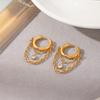 18K Gold Zirconia Tassel Hoop Earrings, Retro & Luxurious, High-End Feel Statement Ear Cuffs
