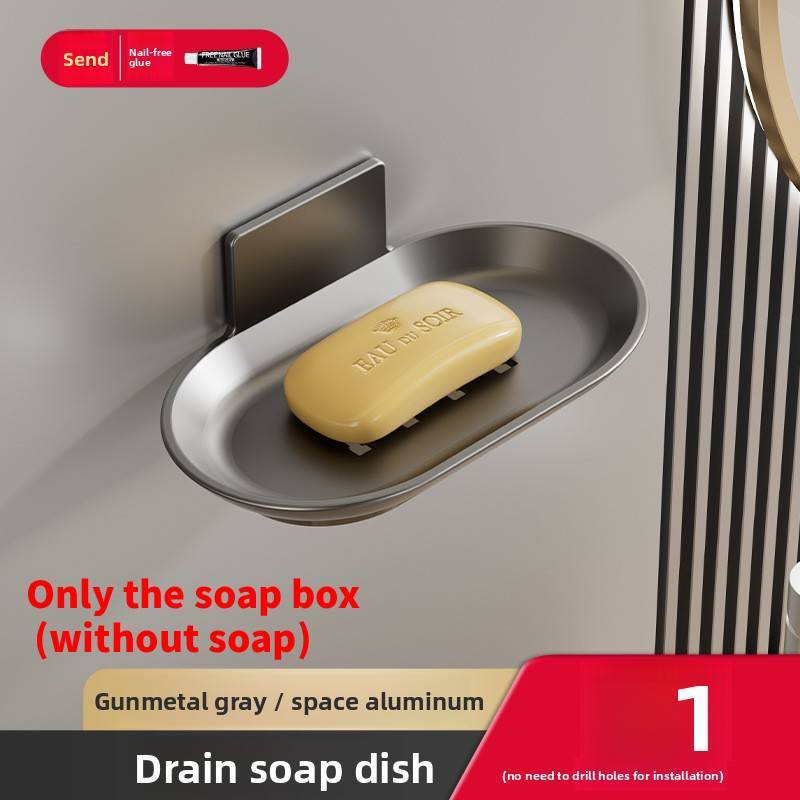 Wall Mounted Soap Dispenser Organizer With Sucker Hook For Bathroom Storage