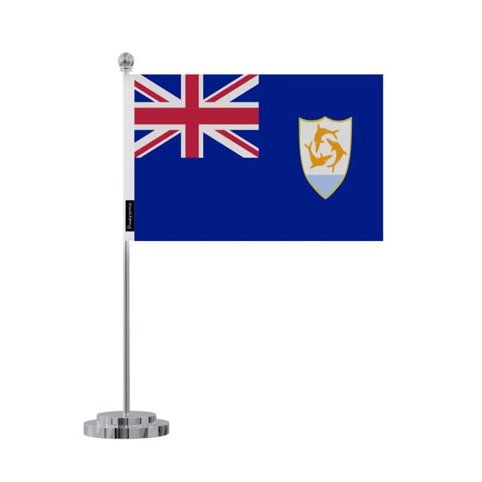 Drapeau de Bureau - Anguilla - 14 x 21 cm - Polyester - Impression recto/verso - Acier inoxydable