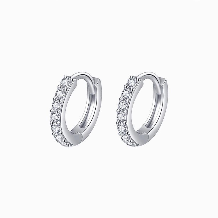 Korean Style S925 Sterling Silver Circle Earrings with Zircon Inlay – Women's Simple Studs