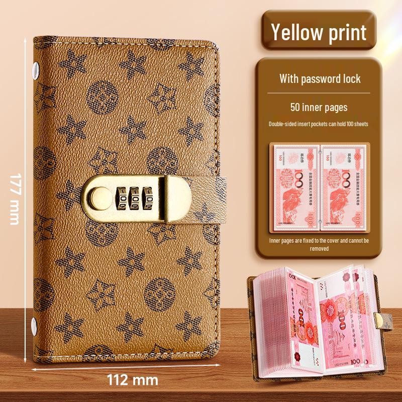 

Cross-border A6 Flower Design Cash Management Book & Money Clip – Holds 1W Cash