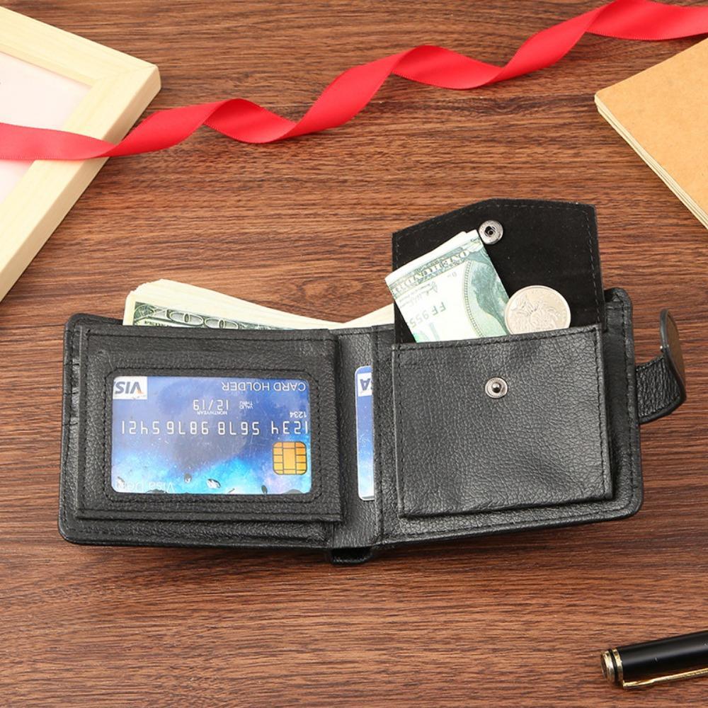 Men's Wallet PU Leather Short Foreign Trade Zipper Buckle Wallet Wallet Change Bag