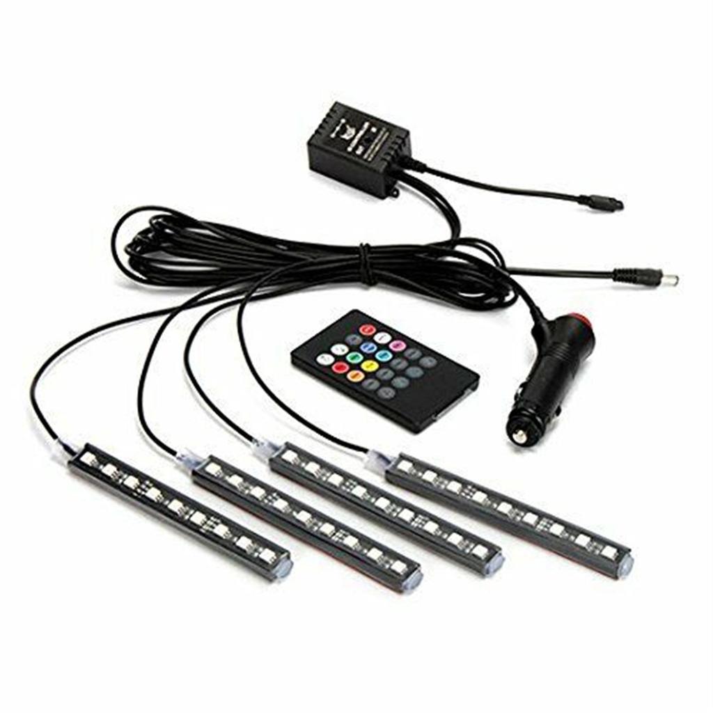 4x12LED Car Interior Footwell Decor Atmosphere Neon Light RGB W/ Remote Control