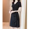 French Hepburn Style Versatile A-shaped Skirt Design Sense Waist Thin Dress Women's Summer Korean Style Medium and Long Dress Women's Clothing